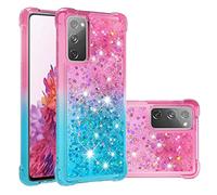 QIWEIQING Custodia per Samsung Galaxy S20 FE 5G, Glitter Bling Liquido Sabbie Mobili Bumper TPU Silicone Protettivo Morbido Brillantini Quicksand Cover per Galaxy S20 FE 4G.Pink Blue YBJ
