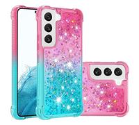 QIWEIQING Custodia per Samsung Galaxy S22 Plus Case, Glitter Liquido Sabbie Mobili Bumper Case TPU Silicone Protettivo Morbido Brillantini Quicksand Cover per Galaxy S22 Plus.Pink Blue YBJ