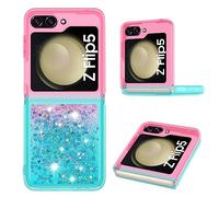 QIWEIQING Custodia per Samsung Galaxy Z Flip 5 Case, Glitter Bling Liquido Sabbie Mobili Bumper TPU Silicone Protettivo Morbido Brillantini Quicksand Cover per Galaxy Z Flip 5.Pink Blue YBJ