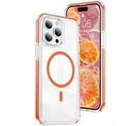 QIWEIQING Custodia Trasparente per iPhone 15 Pro 6.1", [Compatibile con MagSafe] Magnetica Sottile Anticaduta Anti-ingiallimento Protezione Militare Cover per iPhone 15 Pro 6.1". Arancione CT