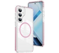 QIWEIQING Custodia Trasparente per Samsung Galaxy S23, [Compatibile con MagSafe] Magnetica Sottile Anticaduta Anti-ingiallimento Protezione Militare Cover per Samsung S23. Rosa CT