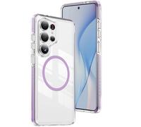 QIWEIQING Custodia Trasparente per Samsung Galaxy S23 Ultra, [Compatibile con MagSafe] Magnetica Sottile Anticaduta Anti-ingiallimento Protezione Militare Cover per Samsung S23 Ultra. Viola CT