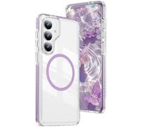 QIWEIQING Custodia Trasparente per Samsung Galaxy S25, [Compatibile con MagSafe] Magnetica Sottile Anticaduta Anti-ingiallimento Protezione Militare Cover per Samsung S25. Viola CT