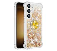 QIWEIQING for Samsung Galaxy A57 5G Case, Silverback Moving Liquid Holographic Glitter Case With Kickstand, Girls Women Bling Diamond Ring Slim Protective Cover for Galaxy A57 5G. Golden YBH