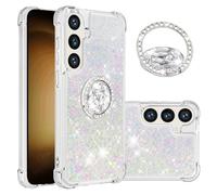 QIWEIQING for Samsung Galaxy A57 5G Glitter Case with Ring Kickstand, Liquid Sparkle Quicksand Clear Sequin Girls Slim TPU Bumper Silicone Shockproof Cover for Samsung A57 5G. Colorful YBH
