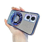 QIWEIQING Glitter Cover Magnetica per OPPO A96, Custodia Bling Brilla Compatibile con Mag-Safe Magnetico Ricarica Wireless, Bumper TPU Cover Case per OPPO A96. Blue DS