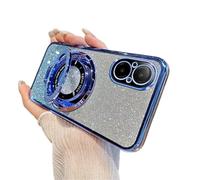 QIWEIQING Glitter Cover Magnetica per Realme C61, Custodia Bling Brilla Compatibile con Mag-Safe Magnetico Ricarica Wireless, Bumper TPU Cover Case per Realme C61 / Realme C63. Blue DS