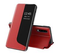 QIWEIQING Huawei P30 Lite Custodia Bookstyle Specchio Design Clear View Stand Full Body Protettiva Bumper Flip Folio Copertura Compatibile con Huawei P30 Lite/Nova 4E. Red QH3