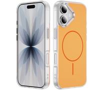 QIWEIQING Magnetica Custodia per iPhone 17 6.3" Compatibile con MagSafe, Trasparente Non Ingiallito Militare Antiurto Protezione PC Rigido Silicone Cover per iPhone 17 6.3". Arancione FG