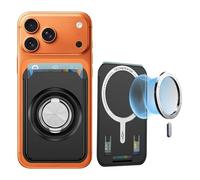 QIWEIQING Portafoglio Compatibile con MagSafe, Supporto per 2 Carte, Pelle Vegana, Supporto Regolabile, Wallet per iPhone Serie 17/16/15/14/13/12 e Google 10 Serie, Non per 13/12 Mini,Nero FKB