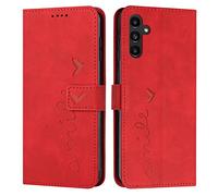 QIWEIQING Samsung Galaxy A34 5G Custodia Geometrico Premium Phone Cover a Libro in Pelle PU Flip Portafoglio Holder Protettiva Magnetic Stand Caso per Samsung Galaxy A34 5G. Love Red YX1
