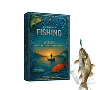 Qiwieod Calendario dell'Avvento 2025 per i pescatori,2D 24 giorni acrilico esca decorazione - calendario di Natale per i pescatori,per jigging pesca spinning fiume acqua dolce salata casa finestra