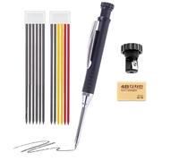 Qiwieod Pennarelli per fori profondi, penna a gesso regolabile da 2,8 mm, con 12 ricariche e marcatore regolabile | per adulti, legno, piastrelle, costruzione, metallo, saldatura,