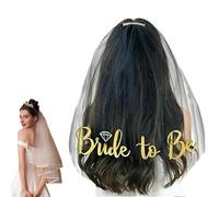 Qiwieod Veli da sposa corti in tulle, velo da addio al nubilato per la sposa - Veli da sposa Veli da sposa per addio al nubilato,Velo da addio al nubilato per copricapo da sposa chic, velo da sposa