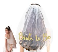 Qiwieod Velo da sposa corto, Velo da sposa | Elegante copricapo da sposa Velo da addio al nubilato - Velo da sposa corto in tulle, articoli per addio al nubilato per la decorazione 'addio al nubilato,