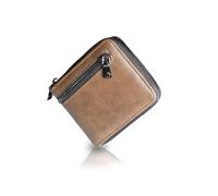 QIXCOZTI Portafoglio pieghevole, ultra sottile e compatto, grande capacità, tasca portamonete con cerniera, design semplice, per gli uomini, Marrone, Cerniera lampo