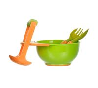 qixeuoa Ciotola per schiacciare il porridge | Con forchetta e cucchiaio per schiacciare le mani antiscivolo e portatile | macina schiacciapatate | Per verdure pesce pollo, patate zenzero