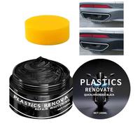 qixeuoa Cura della plastica nera dell'auto, rimozione dei graffi, pasta per auto, 100 ml, set di riparazione per interni auto, in plastica e pelle, per rimuovere la cera di riparazione con spugne