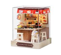 qixeuoa Kit di Costruzione per Case Mini - Decorazione Casa in Legno con Luce,Strumenti per Kit Casa delle Bambole Decorativa,Per Adulti Bambini Soggiorno Camera Da Letto Cucina Ufficio Natale