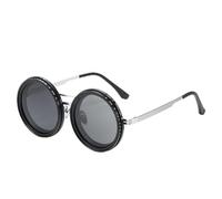 Qixfyze Adjustable Tint Polarized Round Sunglasses, Nd9 Stepless Vision Guard Sunglasses 1-9 GearsLevels for Beach Outdoors Fish(Set C,48mm)