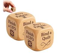 Qixfyze Quilter’s Dice, Dadi per Quilting Dadi Decisionali In Legno Fatti a Mano a 6 Facce con Compiti di Quilting Incisi, Divertente Regalo per Festival di Cucito Quilter(2pcs)