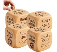 Qixfyze Quilter’s Dice, Dadi per Quilting Dadi Decisionali In Legno Fatti a Mano a 6 Facce con Compiti di Quilting Incisi, Divertente Regalo per Festival di Cucito Quilter(4pcs)