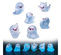 Qixfyze Upliftgift Mini Fantasmi Che Si Illuminano Al Buio, Graziose Statuette Di Fantasmi in Miniatura in Resina per Halloween, Mini Ornamenti Spettrali in Resina Che Si Illuminano Al Buio(6pcs)