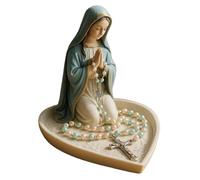 Qixfyze Virgin Mary Rosary Holder, Portarosario con Gesù e Maria In Preghiera, Ornamenti Cattolici Statua della Madonna delle Grazie, Elegante Ricordo Religioso per Rosario, Collana e Anelli(Mary)