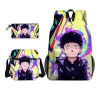 Qixiaan 3 zaini a tema anime Kageyama Shigeo Reigen Arataka per la scuola/astuccio/borsa a tracolla/borsa a tracolla con stampa 3D zaino per cancelleria organizer per ragazzi e ragazze, Tipo 4