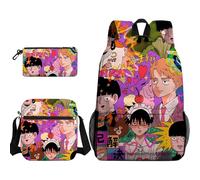 Qixiaan 3 zaini a tema anime Kageyama Shigeo Reigen Arataka per la scuola/astuccio/borsa a tracolla/borsa a tracolla con stampa 3D zaino per cancelleria organizer per ragazzi e ragazze, Tipo 6
