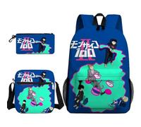Qixiaan 3 zaini a tema anime Kageyama Shigeo Reigen Arataka per la scuola/astuccio/borsa a tracolla/borsa a tracolla con stampa 3D zaino per cancelleria organizer per ragazzi e ragazze, Tipologia 12