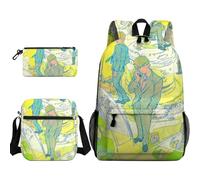 Qixiaan 3 zaini a tema anime Kageyama Shigeo Reigen Arataka per la scuola/astuccio/borsa a tracolla/borsa a tracolla con stampa 3D zaino per cancelleria organizer per ragazzi e ragazze, Tipo 5