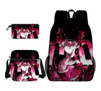 Qixiaan 3 zaini a tema anime Kageyama Shigeo Reigen Arataka per la scuola/astuccio/borsa a tracolla/borsa a tracolla con stampa 3D zaino per cancelleria organizer per ragazzi e ragazze, Tipologia 13