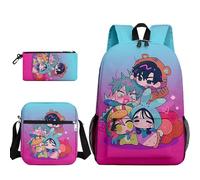 Qixiaan Ivan Schoolbags Set di tre pezzi fino a anime borse a tracolla astuccio 3D con personaggi dei cartoni animati stampe zaino pochette portamonete grande capacità messenger multifunzione, Tipo 8