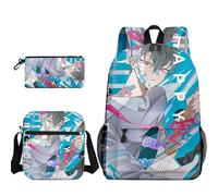 Qixiaan Ivan Schoolbags Set di tre pezzi fino a anime borse a tracolla astuccio 3D con personaggi dei cartoni animati stampe zaino pochette portamonete grande capacità messenger multifunzione, Tipo 14