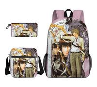 Qixiaan Misa Amane Zaino 3 in 1 con stampa anime, per la scuola, astuccio per matite, borsa a tracolla L con cerniera, per il rientro a scuola, viaggi e uscite, Tipo 7., 30x13x40cm, Set di zaini per