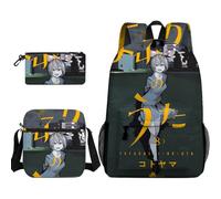 Qixiaan Nanakusa Nazuna - Set di 3 zaini per la scuola Yamori Ko, zaino kawaii, per adolescenti, ragazze, ragazzi, scuola media, resistente all'acqua, leggero, Tipo 1., 30x13x40cm, Set di zaini per la
