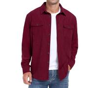 QIXING Camicia da uomo a maniche lunghe, con bottoni, per il tempo libero, vestibilità normale, per autunno e inverno, con tasche a cerniera, rosso vivo, S