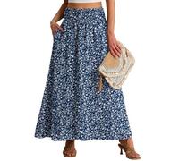 QiXing - Gonne Maxi da Donna, Vita Alta Elasticizzata, Svasate, Casual Boho, con Volant, da Spiaggia, Lunghe, con Tasche, XXL