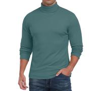 QIXING, Maglietta intima termica da uomo, a maniche lunghe, con scollo a roll-collar, funzionale, invernale, calda, verde, M