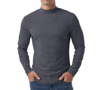 QIXING - Maglietta termica da uomo a maniche lunghe, con collo a mezzo giro, in cotone, strato base, intimo termico, Grigio scuro, 3XL