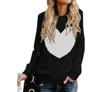 QIXING Maglione da donna a maniche lunghe girocollo a forma di cuore
