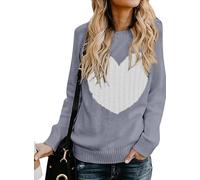 QIXING Maglione da donna a maniche lunghe girocollo a forma di cuore