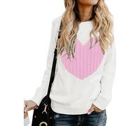 QIXING Maglione da donna a maniche lunghe girocollo a forma di cuore