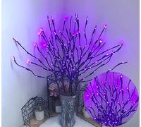 Qixivcom Confezione da 4 ramoscelli a LED alimentati a batteria, luci decorative con 20 LED, ramoscello di salice marrone avvolto a LED, ramo illuminato per Natale, casa, vacanze, feste, matrimoni