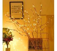Qixivcom Ramo luminoso a LED con 20 LED avvolti in oro, ramoscello di salice, ramo illuminato a batteria, luci decorative da 76,2 cm, per Natale, casa, feste, matrimoni, colore bianco caldo