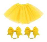 QIXNBL 1 Pezzo Di Gonna Tutu E 2 Passanti Per Capelli, Strati Di Gonna A Rete, Gonna Da Ballo Per Bambini, Gonna Da Principessa Di Compleanno, Adatta Per Feste E Spettacoli (Giallo).