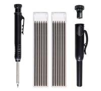 QIXNBL 1 Pezzo di Penna per La Lavorazione del Legno, 2 Scatole di Nuclei di Piombo, 1 Pezzo di Temperamatite, Matita di Marcatura Profonda A Testa Lunga in Metallo.