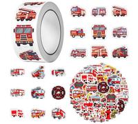 QIXNBL 1 Rotolo di Fire Truck Roll Adesivi E 50 Graffiti Adesivi, Rotoli Adesivi Impermeabili, Adesivi per Bambini, Carta Decorativa Fai da Te, Adesivi per Cartoni Animati.