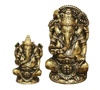 QIXNBL 2 Pezzi di Golden Elephant Dio Statue, Ornamenti Artigianali in Resina, Decorazione in Stile Indiano, Regali Fatti A Mano, Giardino di Casa Arredamento Auto (Grande, Piccolo).